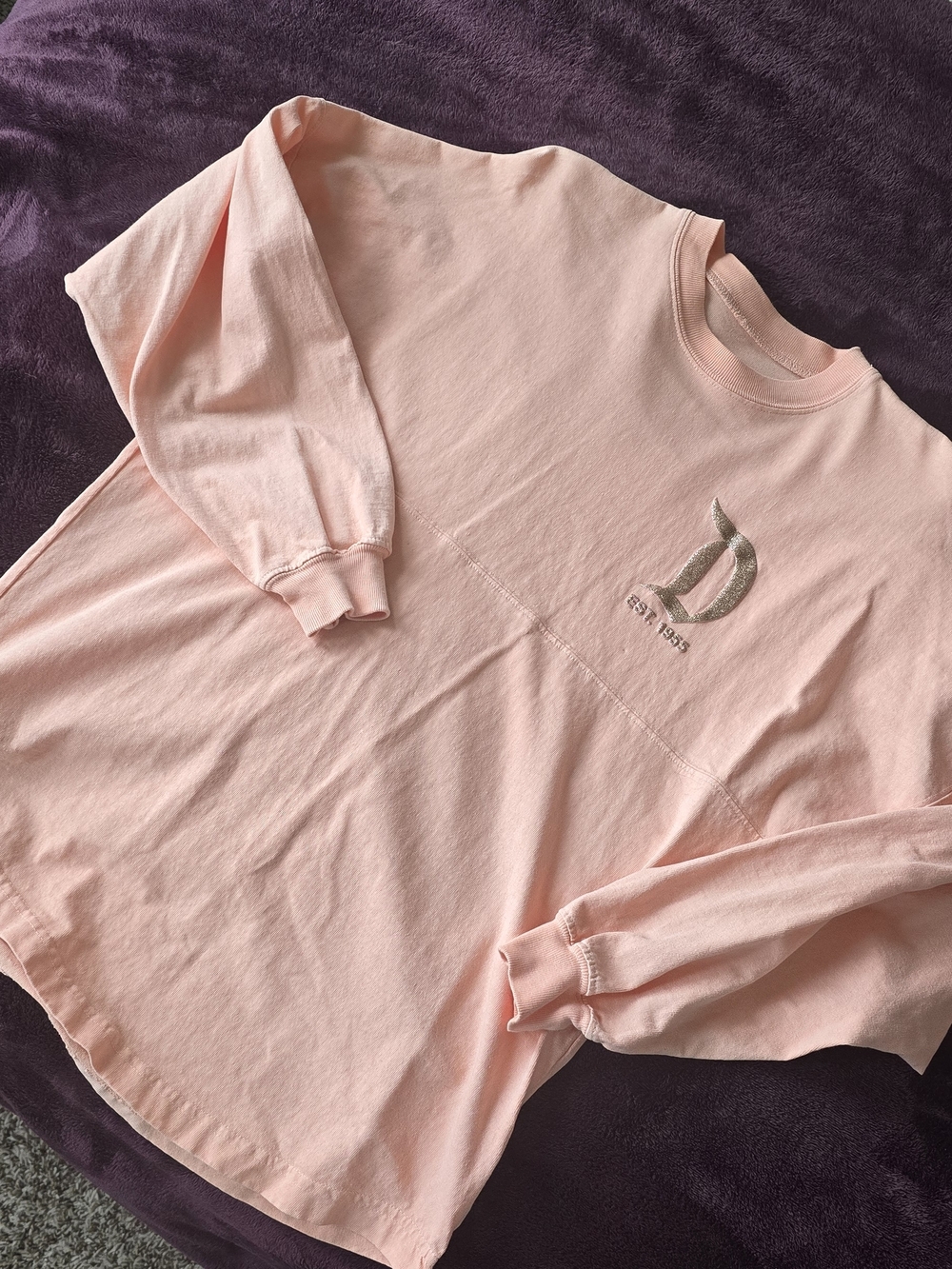 Disney Peach Pink Girls Graphic Top - Light Blue Print